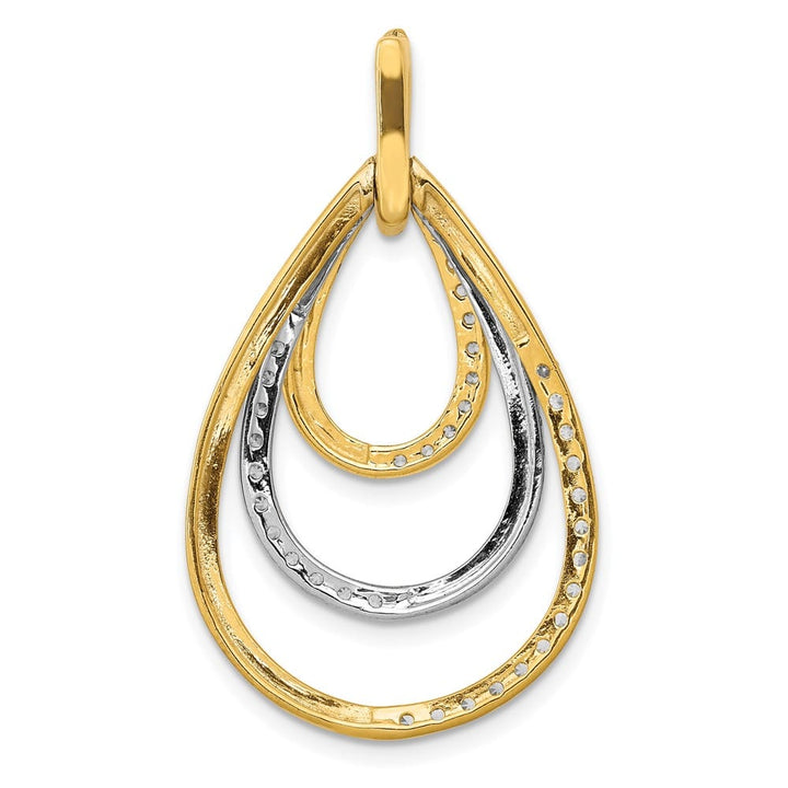 14K Two-Tone Gold Polished 1/2 ct Diamond Triple Teardrop Pendant
