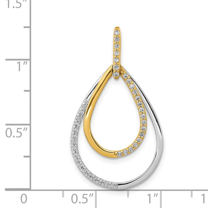 14K Two-Tone Gold Polished 1/4 ct Diamond Double Teardrop Pendant