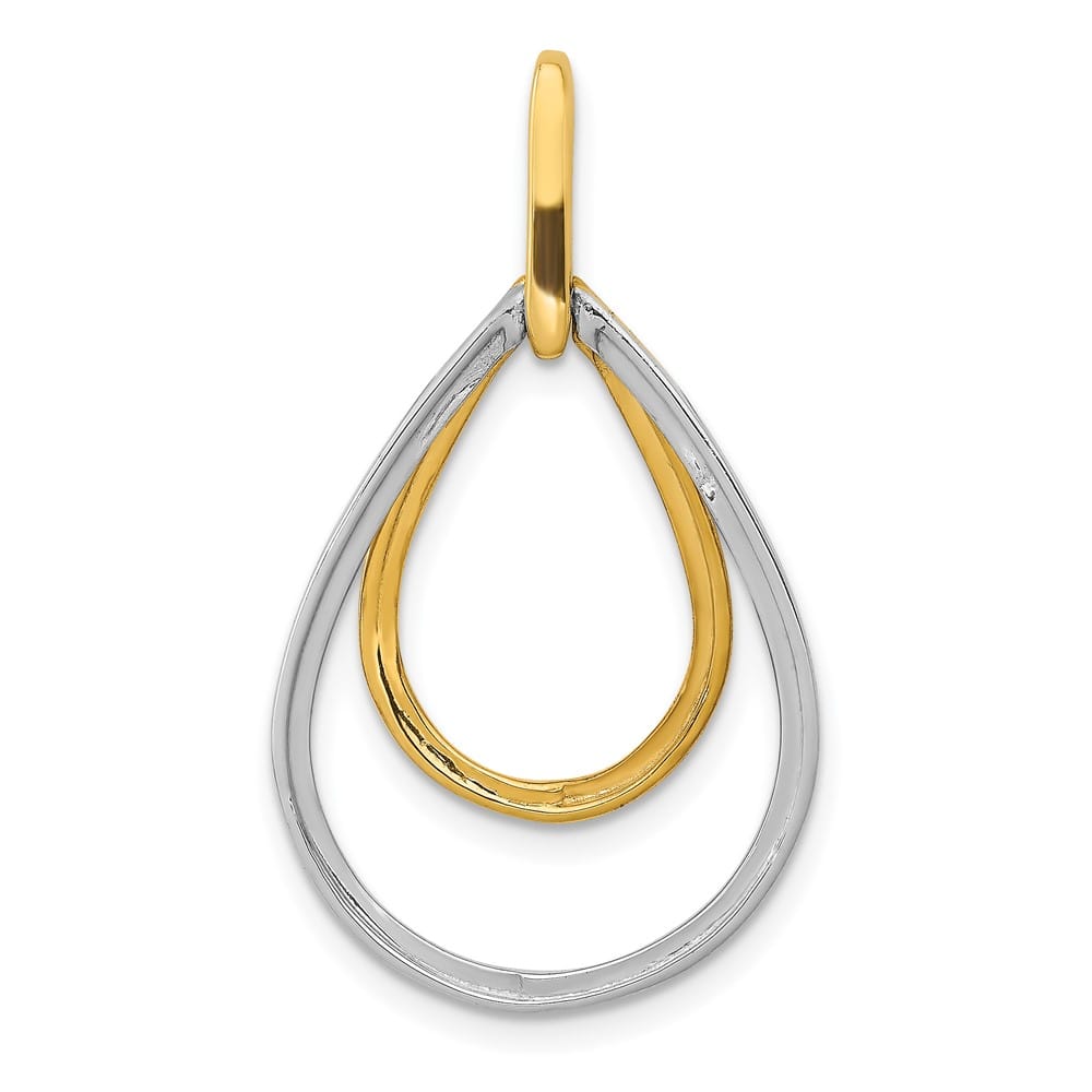 14K Two-Tone Gold Polished 1/4 ct Diamond Double Teardrop Pendant