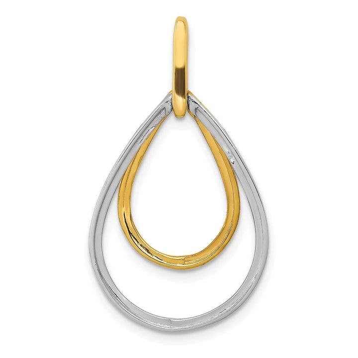 14K Two-Tone Gold Polished 1/4 ct Diamond Double Teardrop Pendant