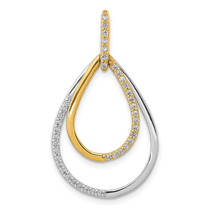 14K Two-Tone Gold Polished 1/4 ct Diamond Double Teardrop Pendant