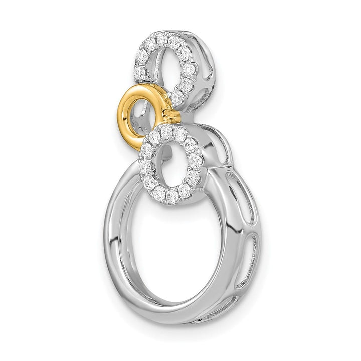 14K Two-Tone Gold Polished 1/6 ct Diamond Circles Chain Slide