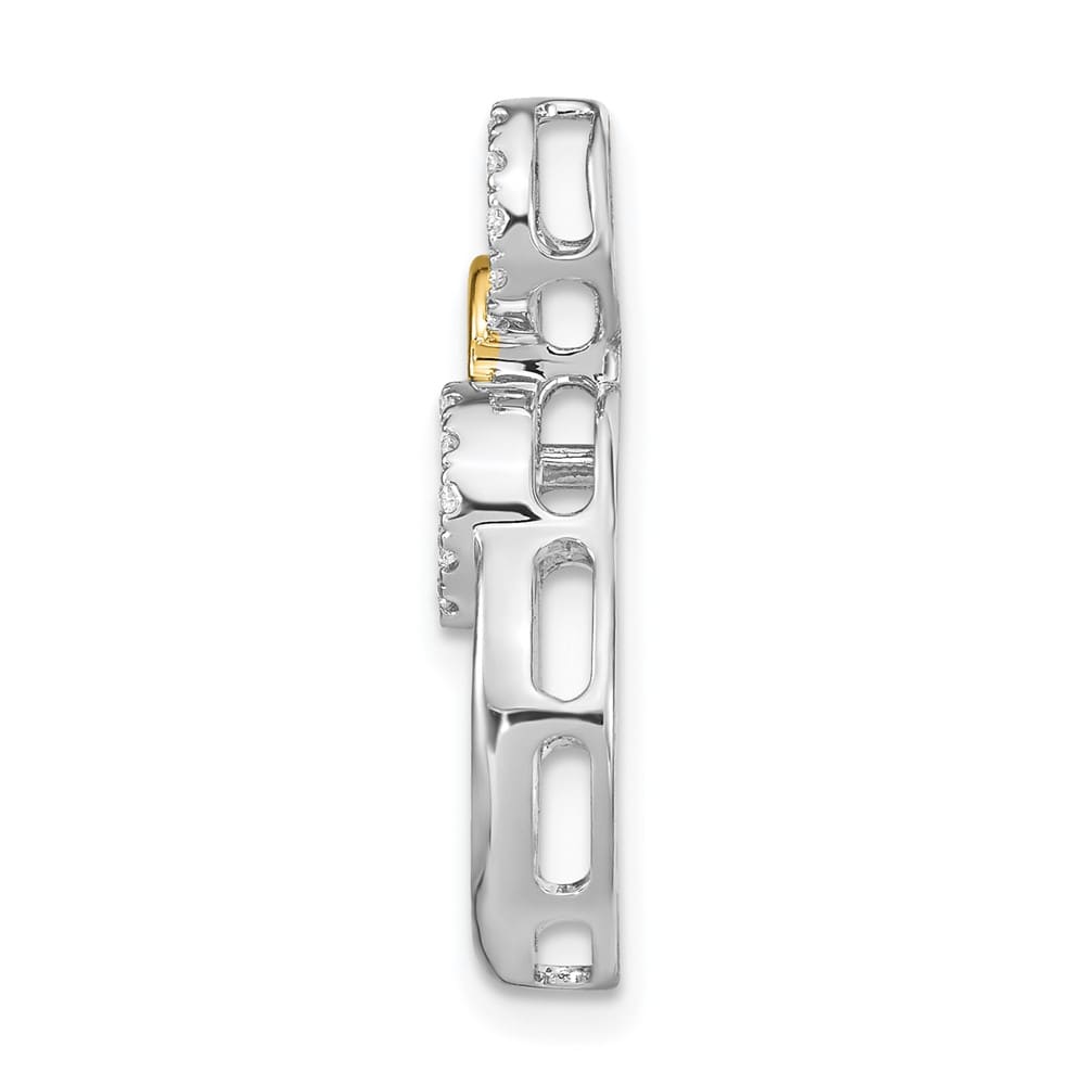 14K Two-Tone Gold Polished 1/6 ct Diamond Circles Chain Slide
