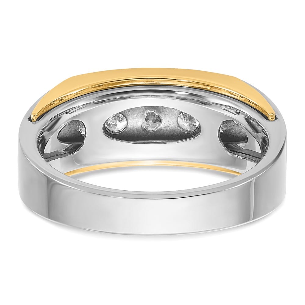 14k Two-Tone Gold Polished 5-Stone I1 Quality Diamond Men's Ring