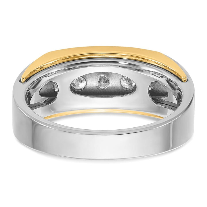 14k Two-Tone Gold Polished 5-Stone I1 Quality Diamond Men's Ring