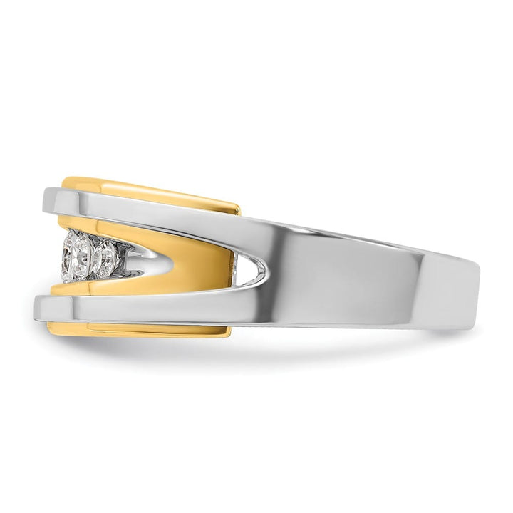 14k Two-Tone Gold Polished 5-Stone I1 Quality Diamond Men's Ring