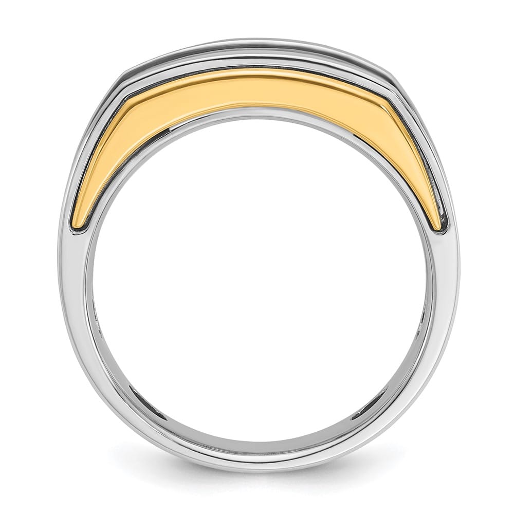 14k Two-Tone Gold Polished 5-Stone I1 Quality Diamond Men's Ring
