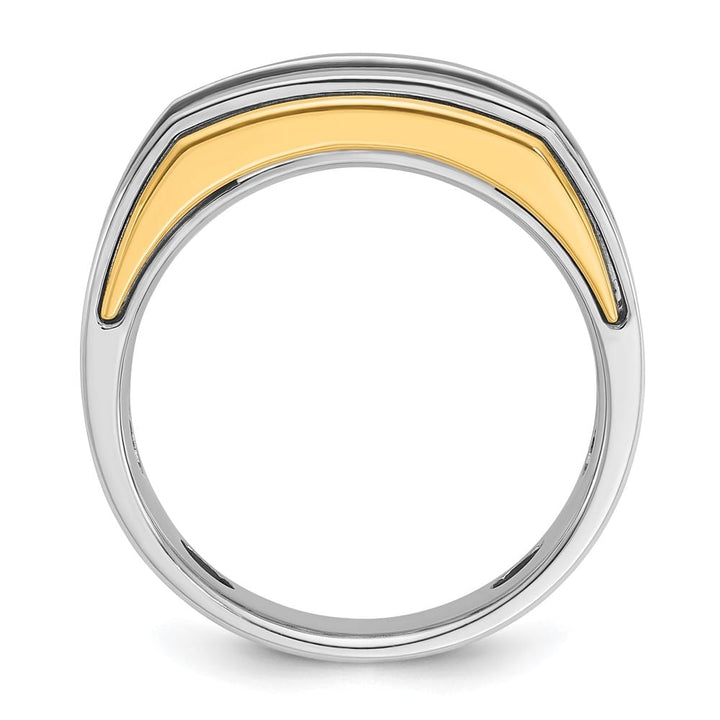 14k Two-Tone Gold Polished 5-Stone I1 Quality Diamond Men's Ring