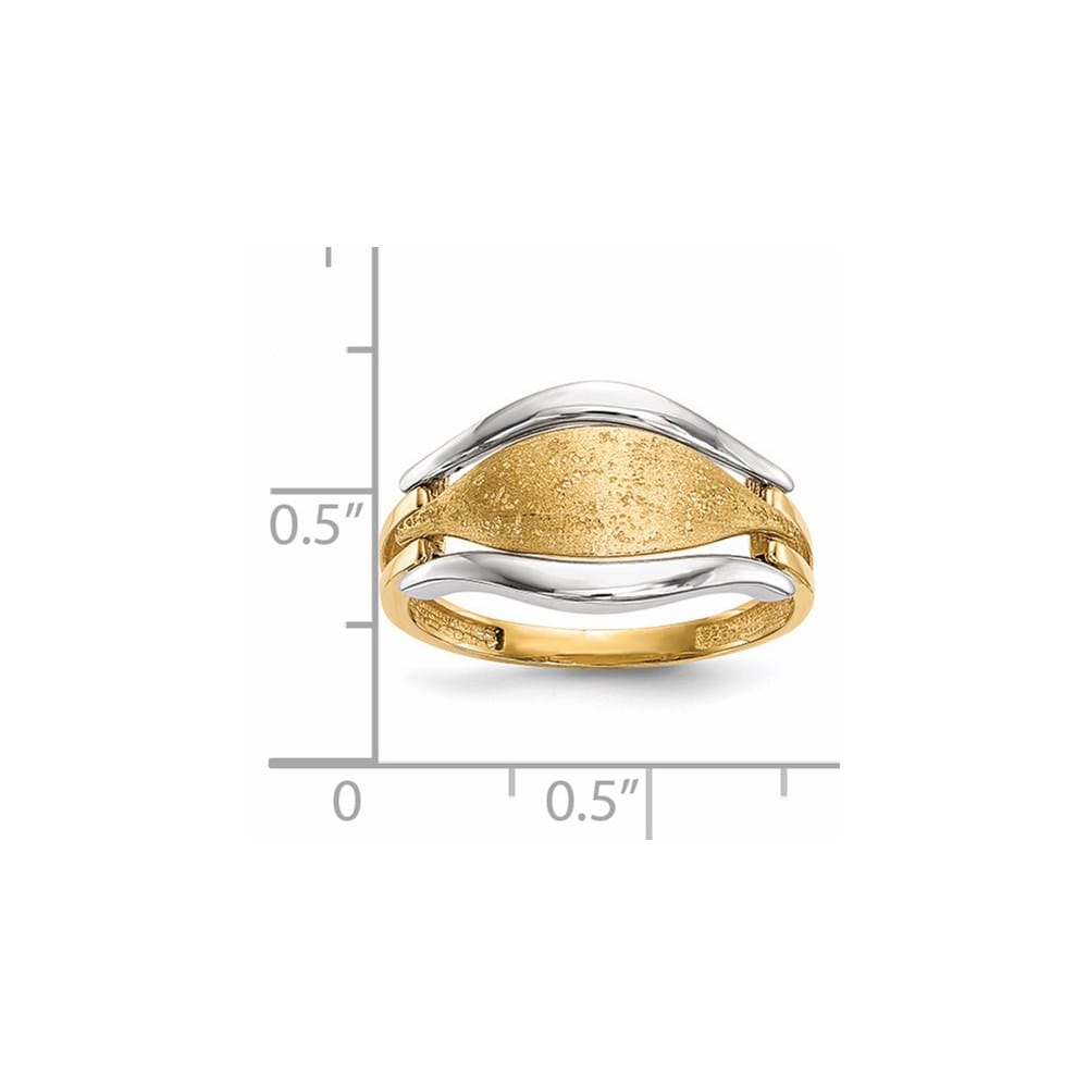 14k Two-Tone Gold Polished and Textured Curve Ring