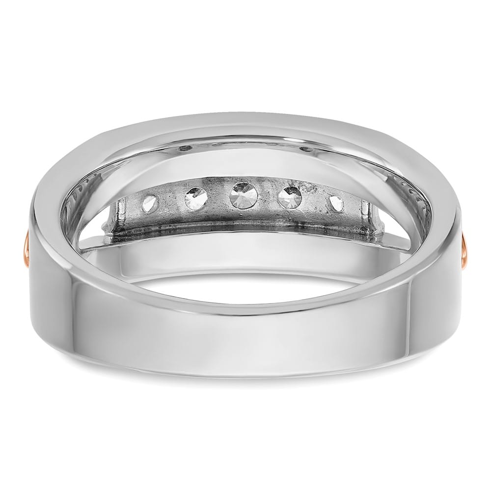 14k Two-Tone Gold Polished Channel-set 5-Stone I1 Diamond Men's Ring