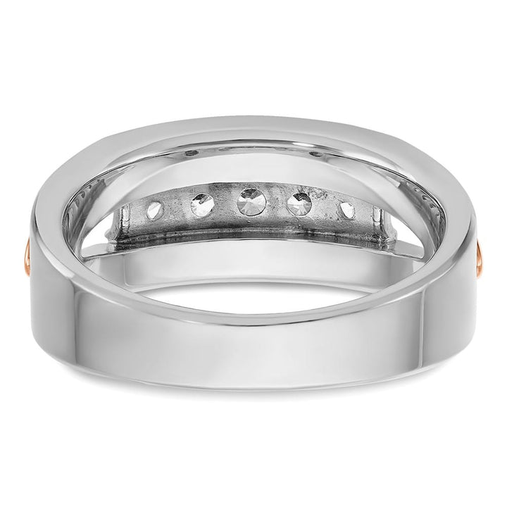 14k Two-Tone Gold Polished Channel-set 5-Stone I1 Diamond Men's Ring