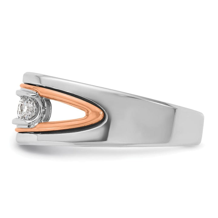 14k Two-Tone Gold Polished Channel-set 5-Stone I1 Diamond Men's Ring
