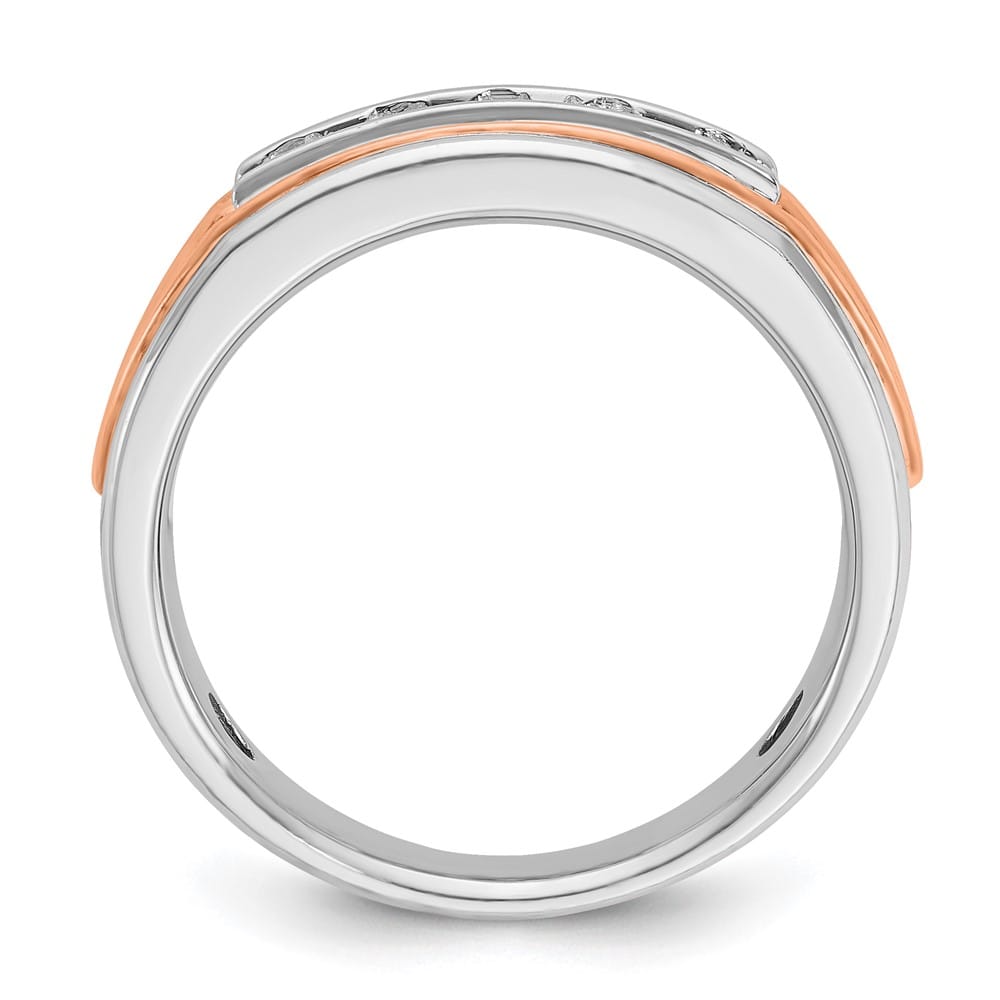 14k Two-Tone Gold Polished Channel-set 5-Stone I1 Diamond Men's Ring