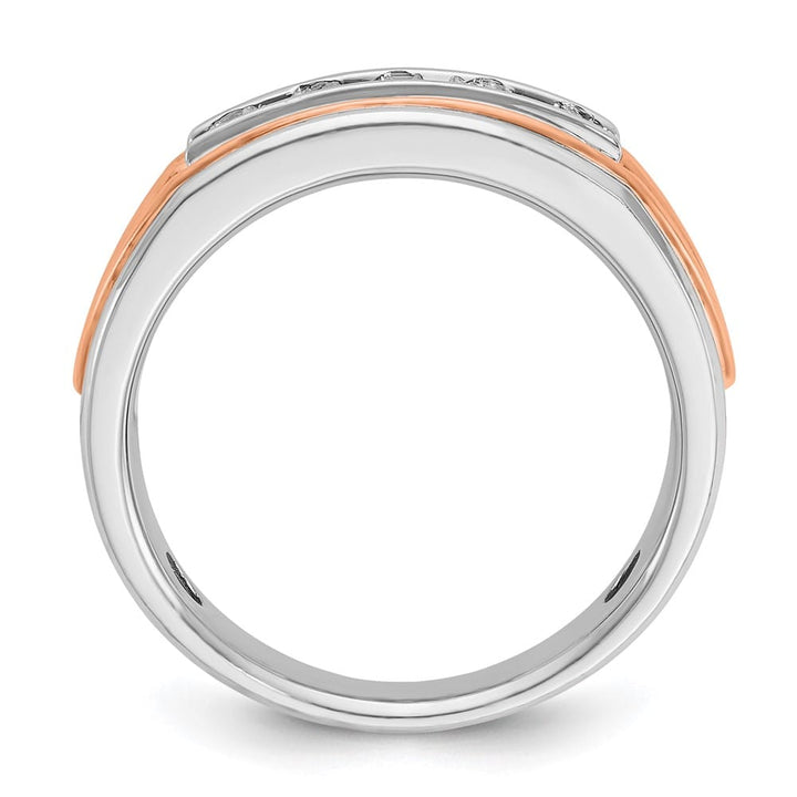 14k Two-Tone Gold Polished Channel-set 5-Stone I1 Diamond Men's Ring