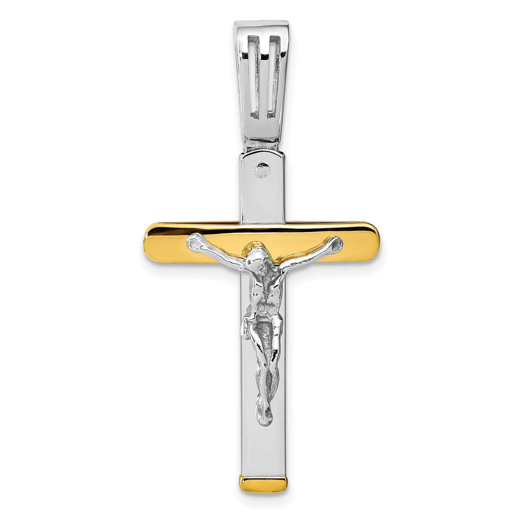 14K Two-Tone Gold Polished Crucifix Pendant