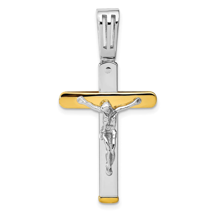 14K Two-Tone Gold Polished Crucifix Pendant
