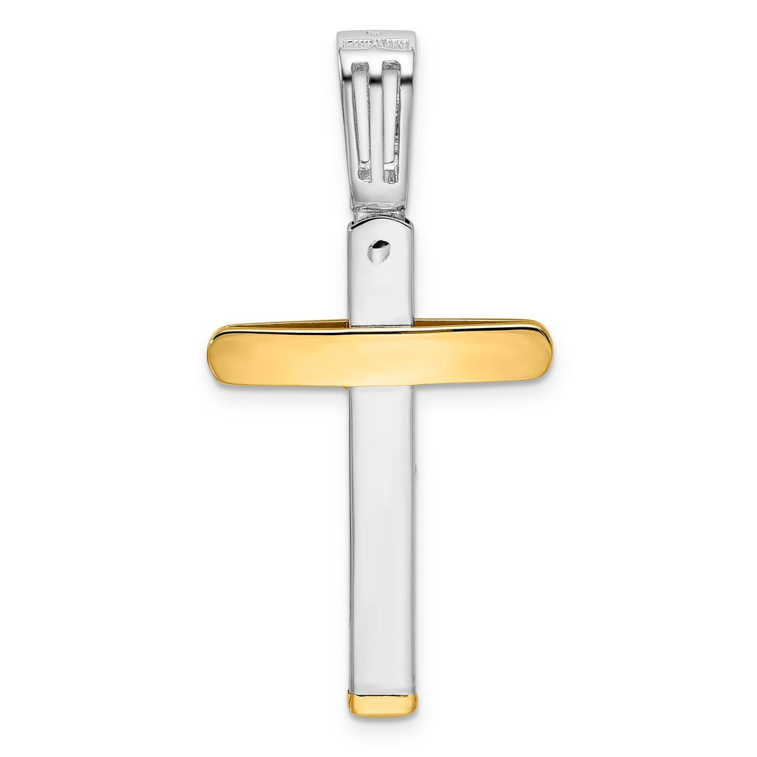 14K Two-Tone Gold Polished Crucifix Pendant