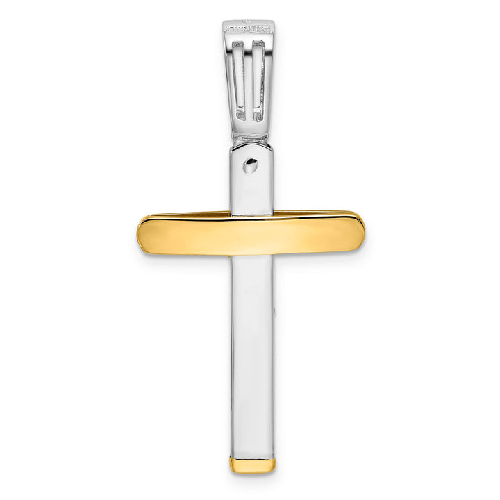 14K Two-Tone Gold Polished Crucifix Pendant