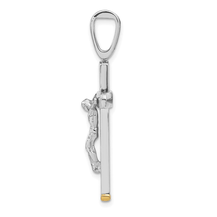 14K Two-Tone Gold Polished Crucifix Pendant