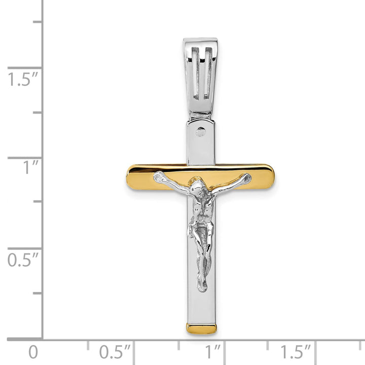 14K Two-Tone Gold Polished Crucifix Pendant