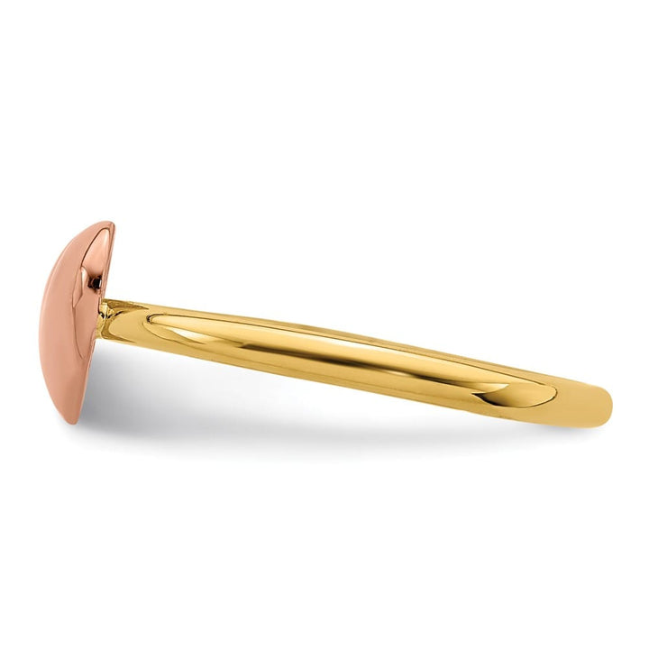 14k Two-Tone Gold Polished Heart Ring Ladies Stock Size 7 Ring Are Refundable