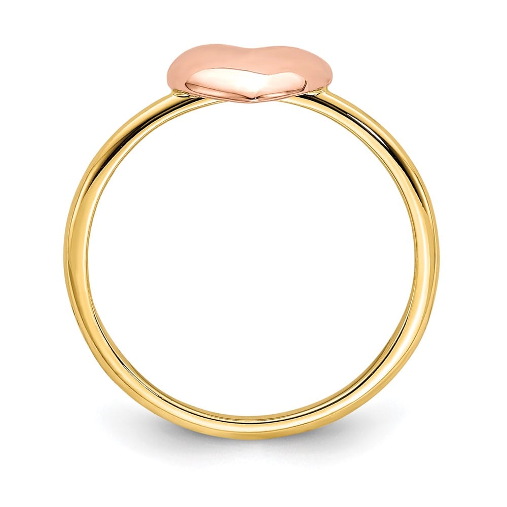 14k Two-Tone Gold Polished Heart Ring Ladies Stock Size 7 Ring Are Refundable