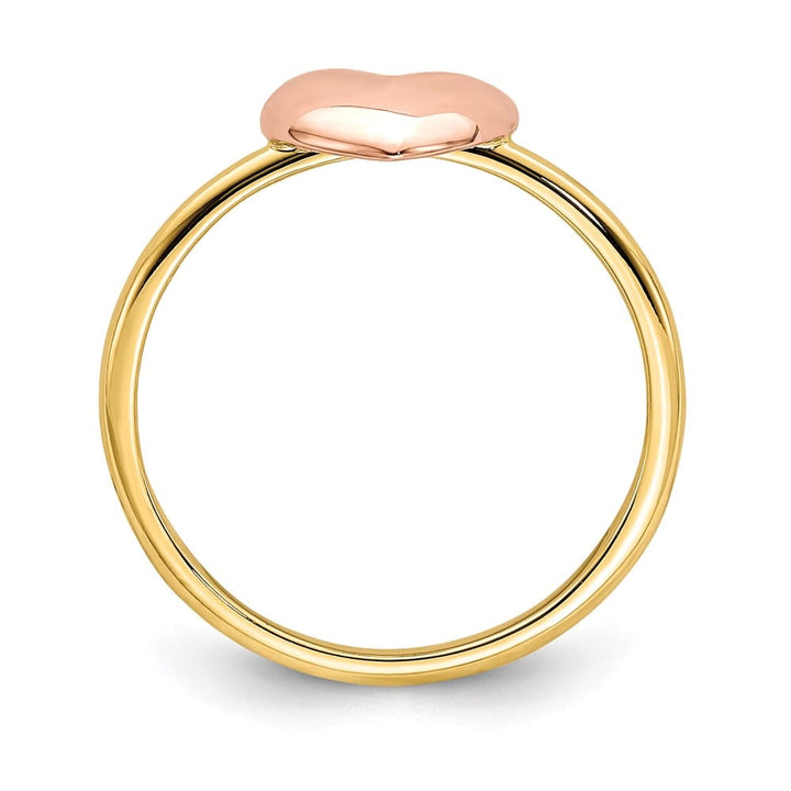 14k Two-Tone Gold Polished Heart Ring Ladies Stock Size 7 Ring Are Refundable