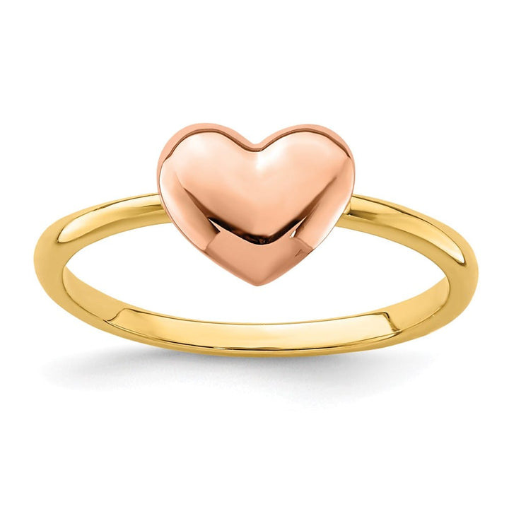 14k Two-Tone Gold Polished Heart Ring Ladies Stock Size 7 Ring Are Refundable