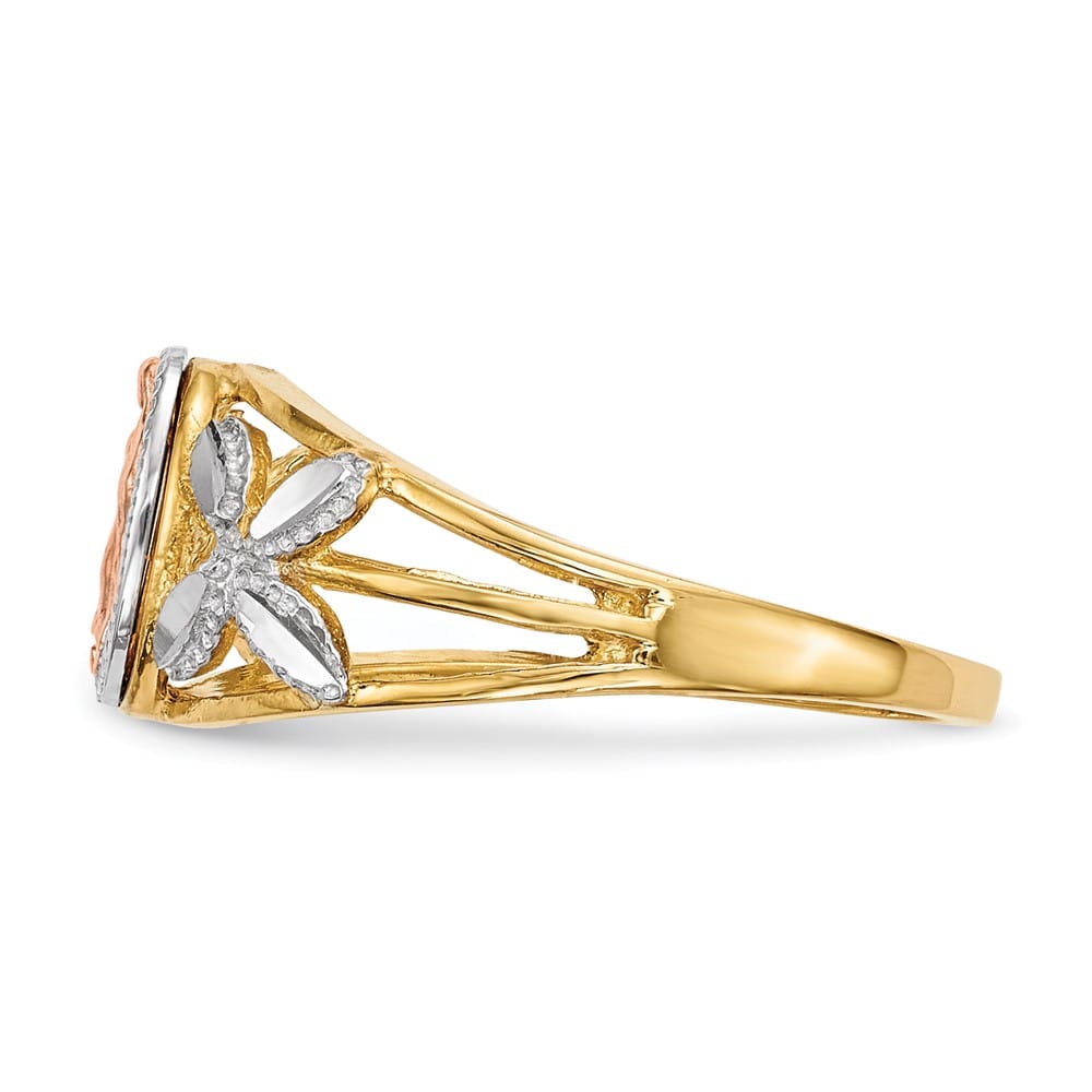 14k Two-Tone Gold Polished Our Lady of Guadalupe Ring