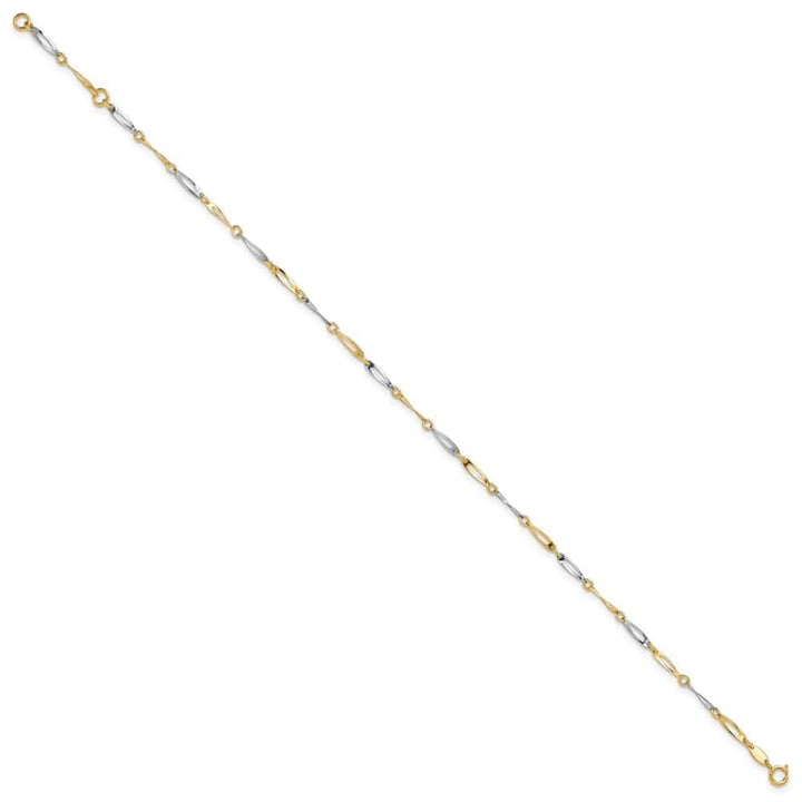 14K Two-Tone Gold Polished Oval Twist Link Anklet