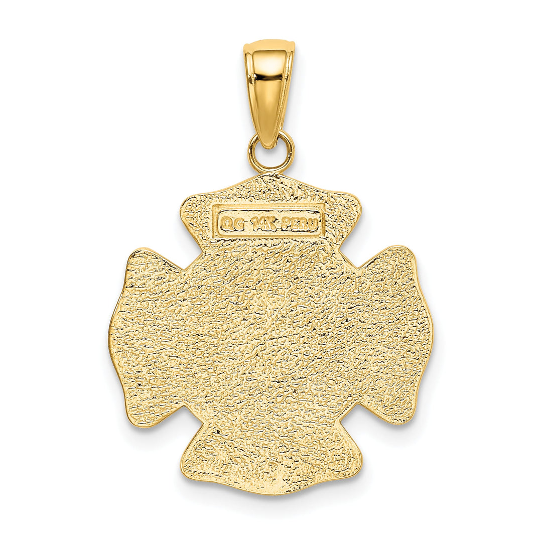 14K Two-Tone Gold Polished Satin Solid Saint Florian Medal Pendant