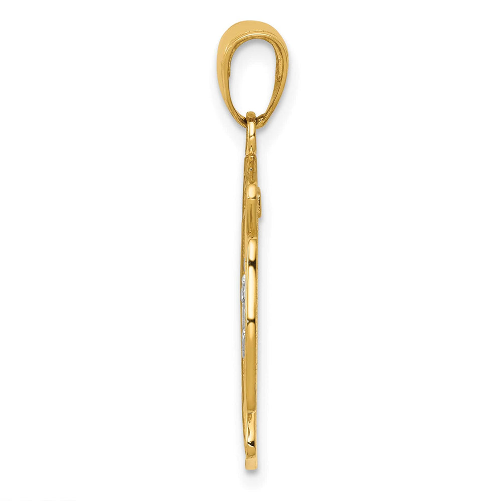 14K Two-Tone Gold Polished Satin Solid Saint Florian Medal Pendant