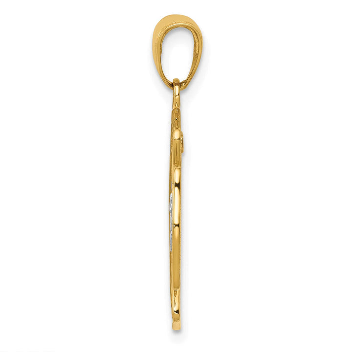 14K Two-Tone Gold Polished Satin Solid Saint Florian Medal Pendant