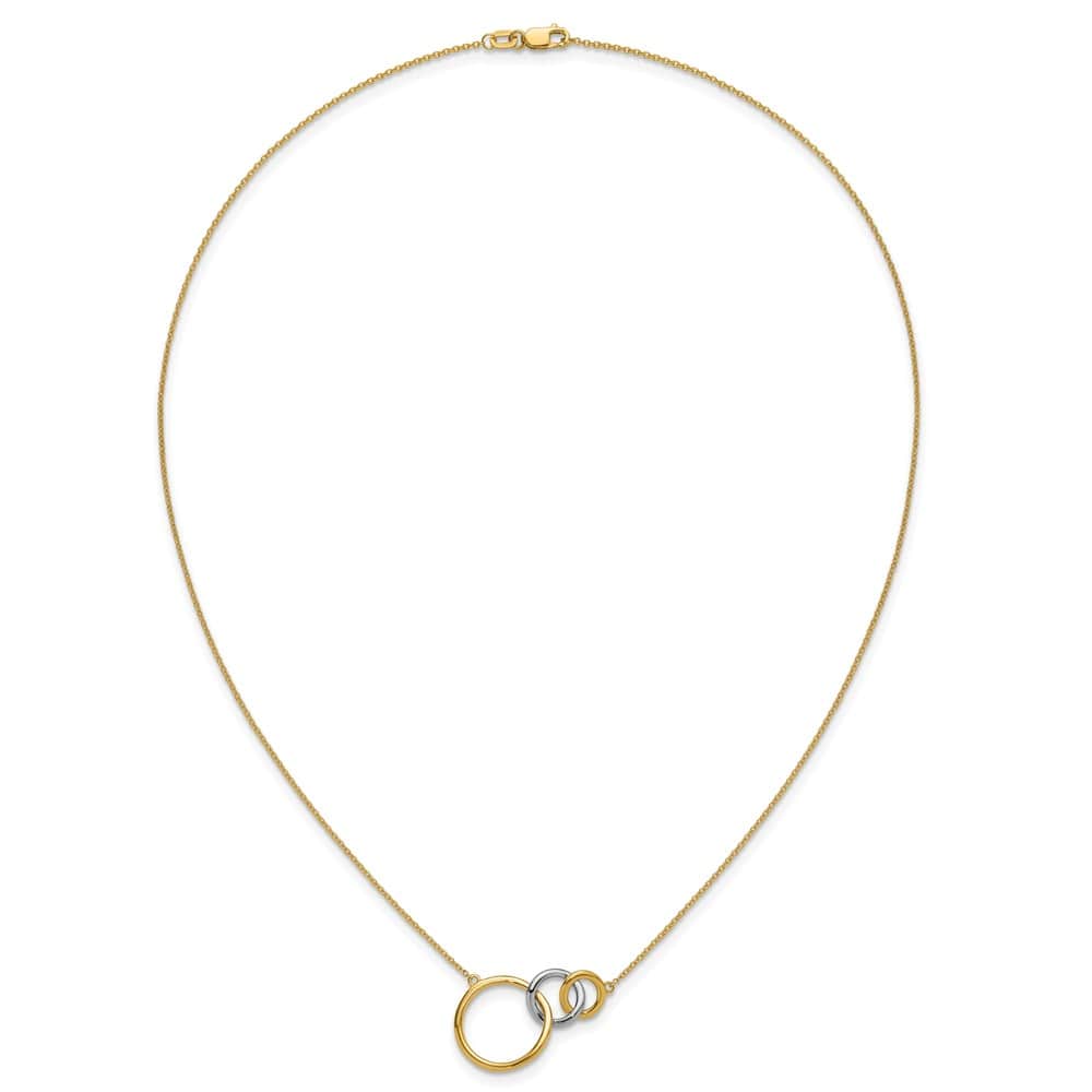 14K Two-Tone Gold Polished Triple Interlocked Circles 18 inch Necklace