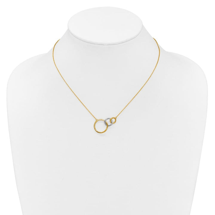 14K Two-Tone Gold Polished Triple Interlocked Circles 18 inch Necklace