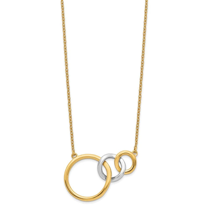 14K Two-Tone Gold Polished Triple Interlocked Circles 18 inch Necklace