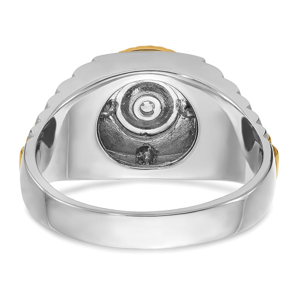 14k Two-Tone Gold Satin and Textured I1 Quality Diamond Men's Ring