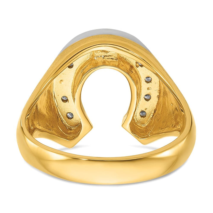 14k Two-Tone Gold Satin Horseshoe 1/5 Carat Diamond Men's Ring