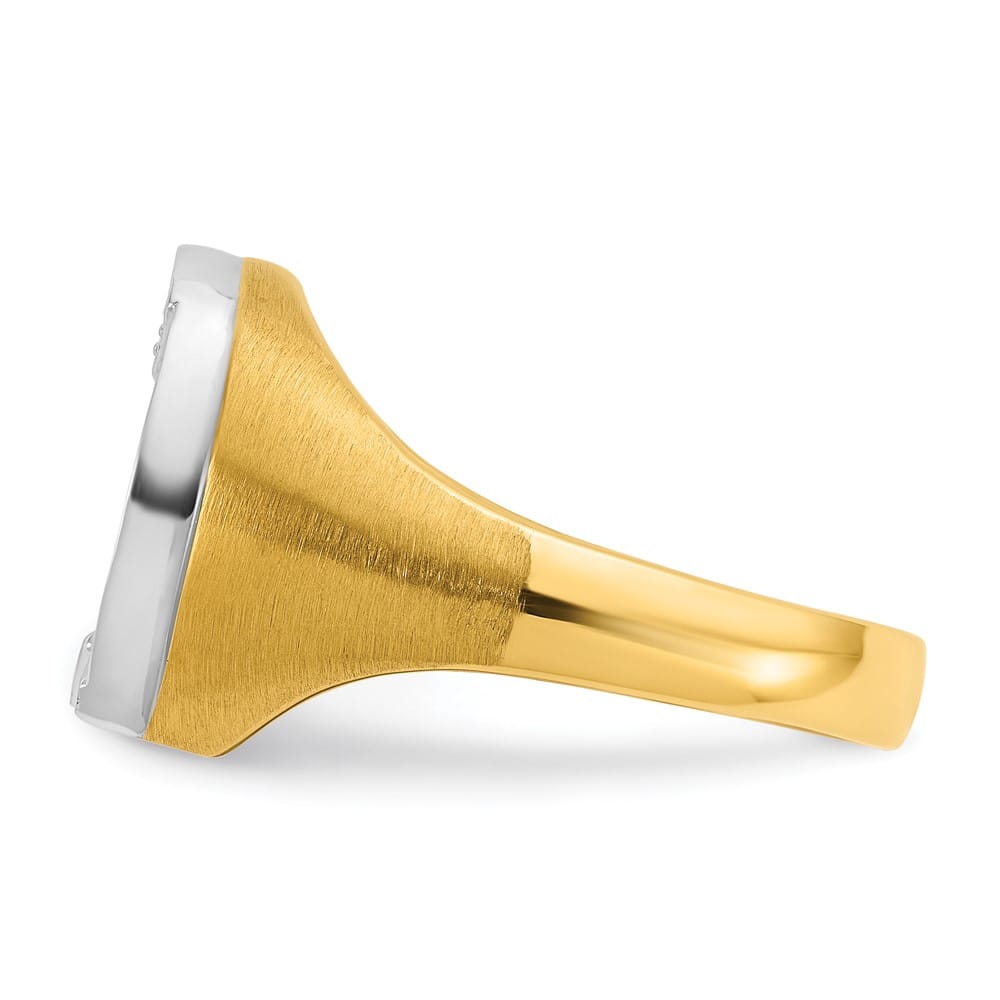 14k Two-Tone Gold Satin Horseshoe 1/5 Carat Diamond Men's Ring