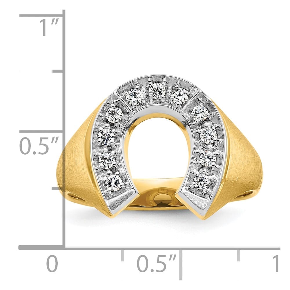 14k Two-Tone Gold Satin Horseshoe 1/5 Carat Diamond Men's Ring