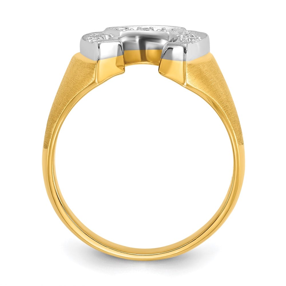 14k Two-Tone Gold Satin Horseshoe 1/5 Carat Diamond Men's Ring