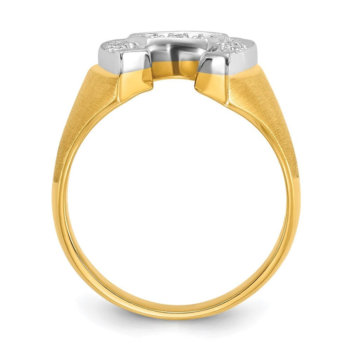 14k Two-Tone Gold Satin Horseshoe 1/5 Carat Diamond Men's Ring