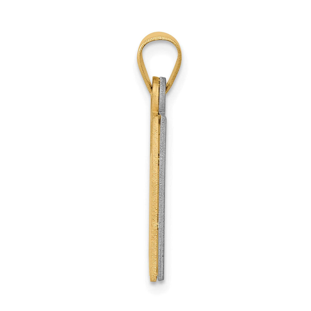 14K Two-Tone Gold Solid Satin Chai Symbol Charm