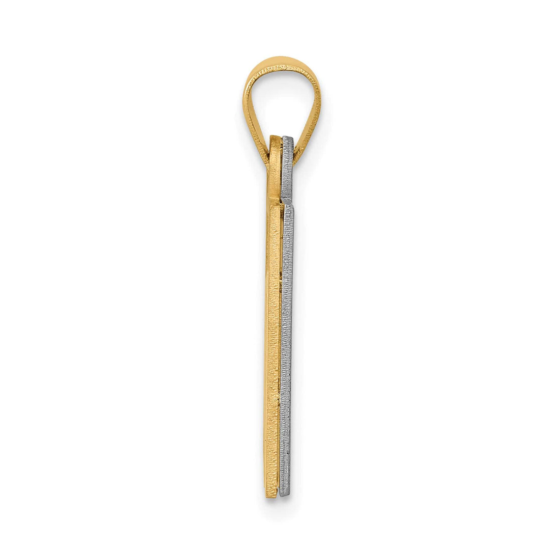14K Two-Tone Gold Solid Satin Chai Symbol Charm