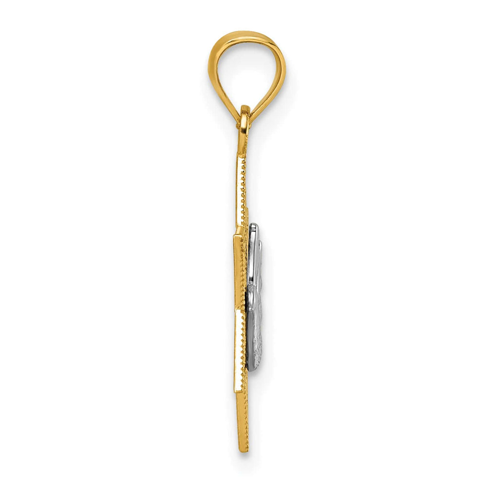 14K Two-Tone Gold Textured Dove On Star Of David Pendant
