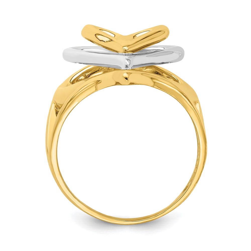 14k Two-Tone Gold Triple Stacked Heart Ring