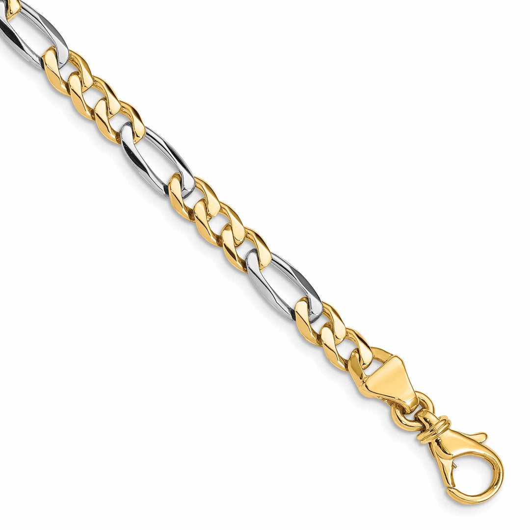 14K Two-Tone Gold Two-tone 5.8mm Hand Fancy Link Bracelet 7 Inch