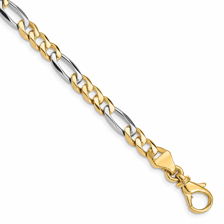 14K Two-Tone Gold Two-tone 5.8mm Hand Fancy Link Bracelet 7 Inch