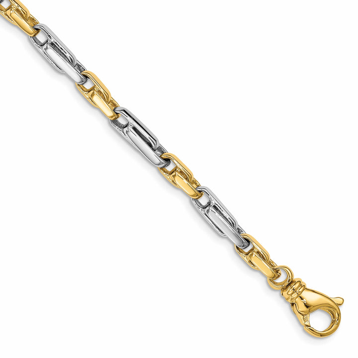 14K Two-Tone Gold Two-tone 5mm Hand Fancy Link Bracelet 8 Inch