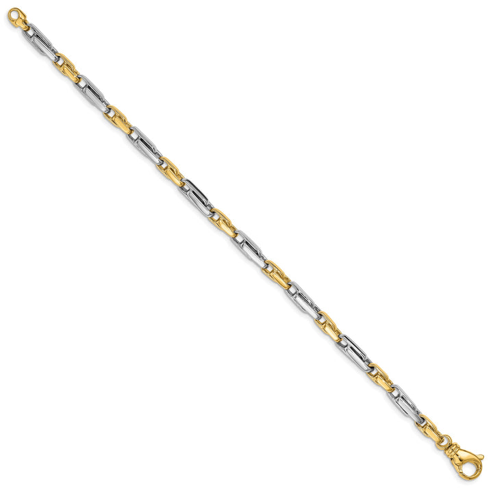 14K Two-Tone Gold Two-tone 5mm Hand Fancy Link Bracelet 8 Inch